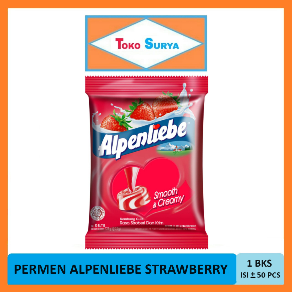 

Alpenliebe Strawberry Smooth & Creamy Permen Kembang Gula Rasa Stroberi & Krim 125 Gr