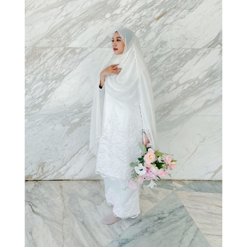 ALINA KURUNG BYGIAGIO dress akad simple gaun wedding pernikahan baju muslim putih dress lamaran eleg
