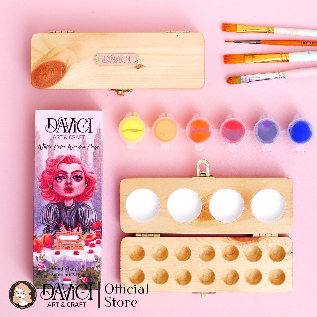 

DAVICI Handmade Wooden Palette Watercolor / Palet Kayu Lukis Watercolor 01