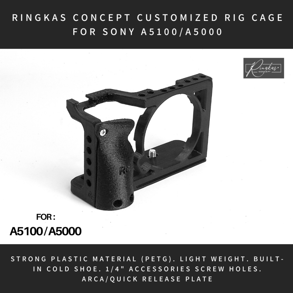 RINGKAS CONCEPT Sony A5000 A5100 Customized Rig Cage Case Cold Shoe Hot Shoe Mount 1/4 Inch Acessory