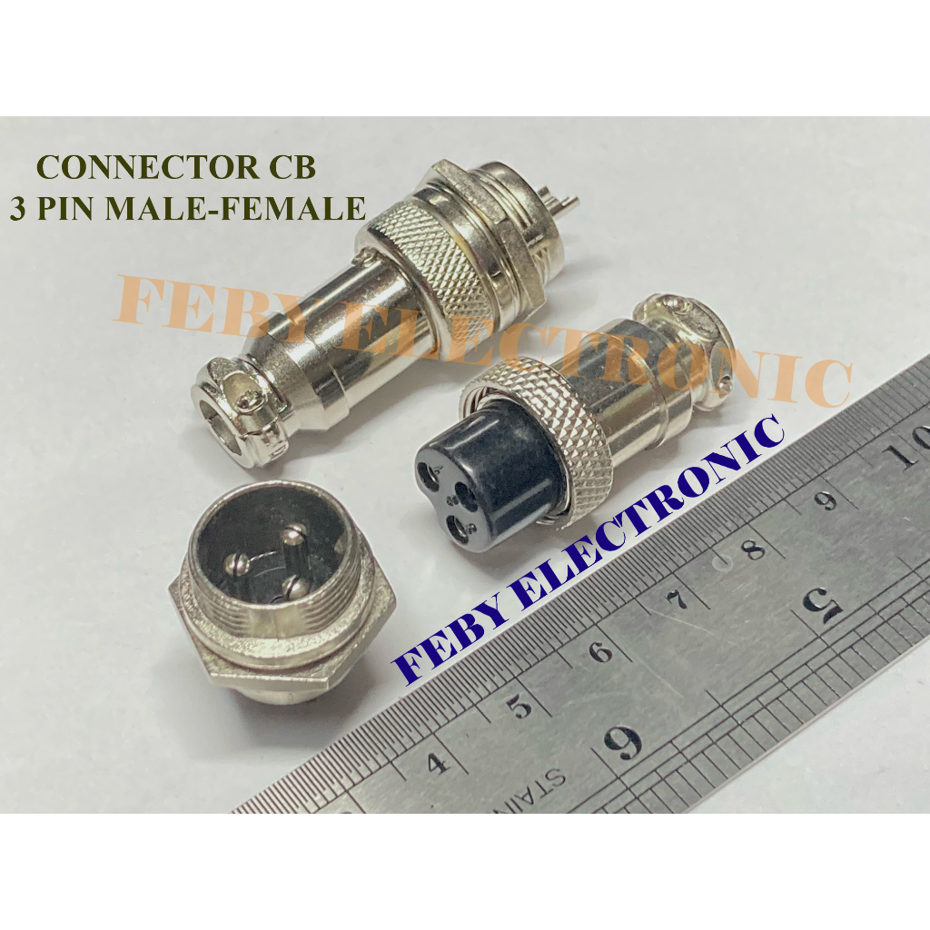 Aviation Plug Connector Konektor CB 3 Pin Male Female (Sepasang)