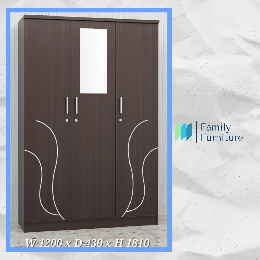 Lemari Pakaian 3 Pintu Bahan Softboard