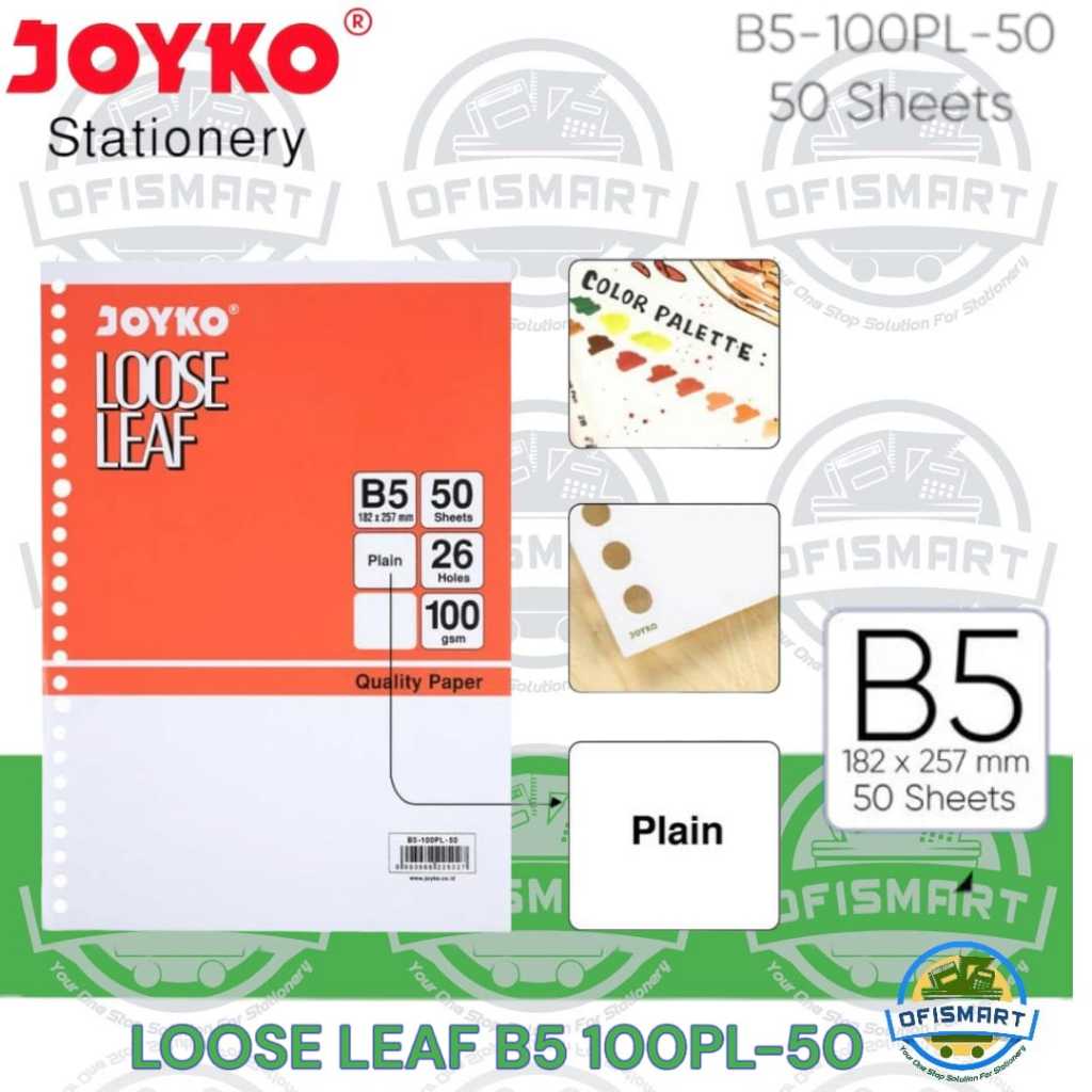 

Joyko Loose Leaf Refill Kertas File Binder B5 100PL - 50 | Polos