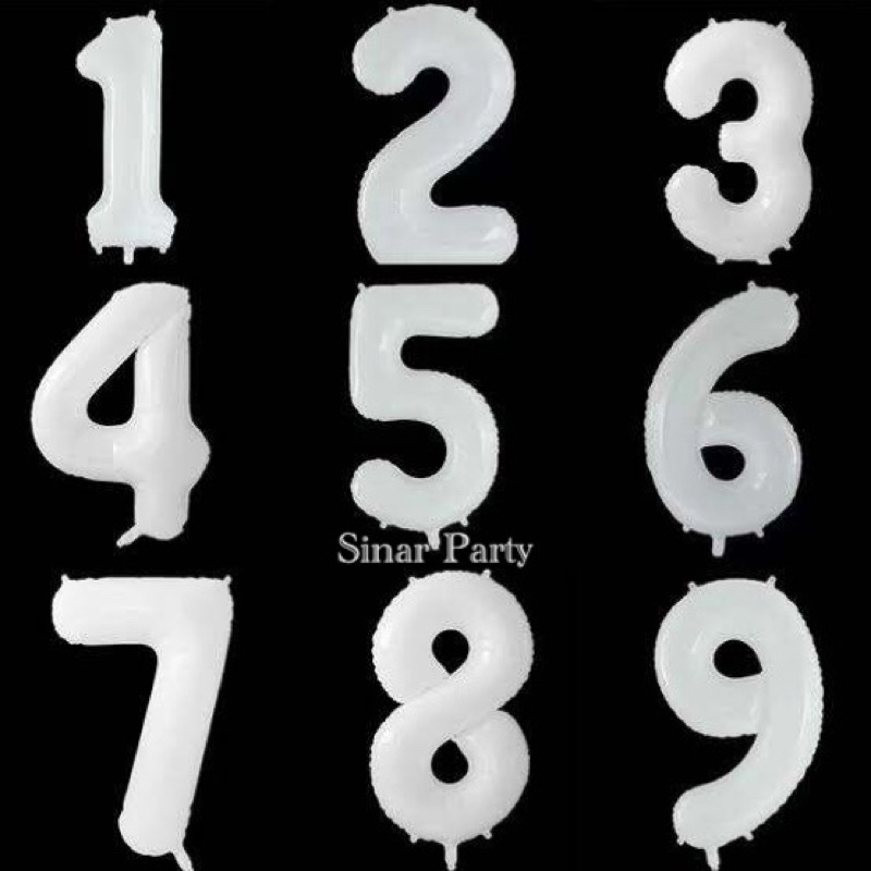 Balon Foil Angka 80 Cm Warna Putih