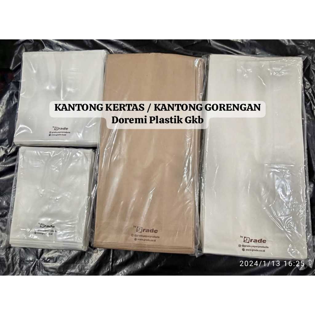 

Kantong kertas Paper Bag Kentang gorengan kecil besar / Kantong Pok Pok Grade Kertas 13x12.5 13x17,5 11x10,5