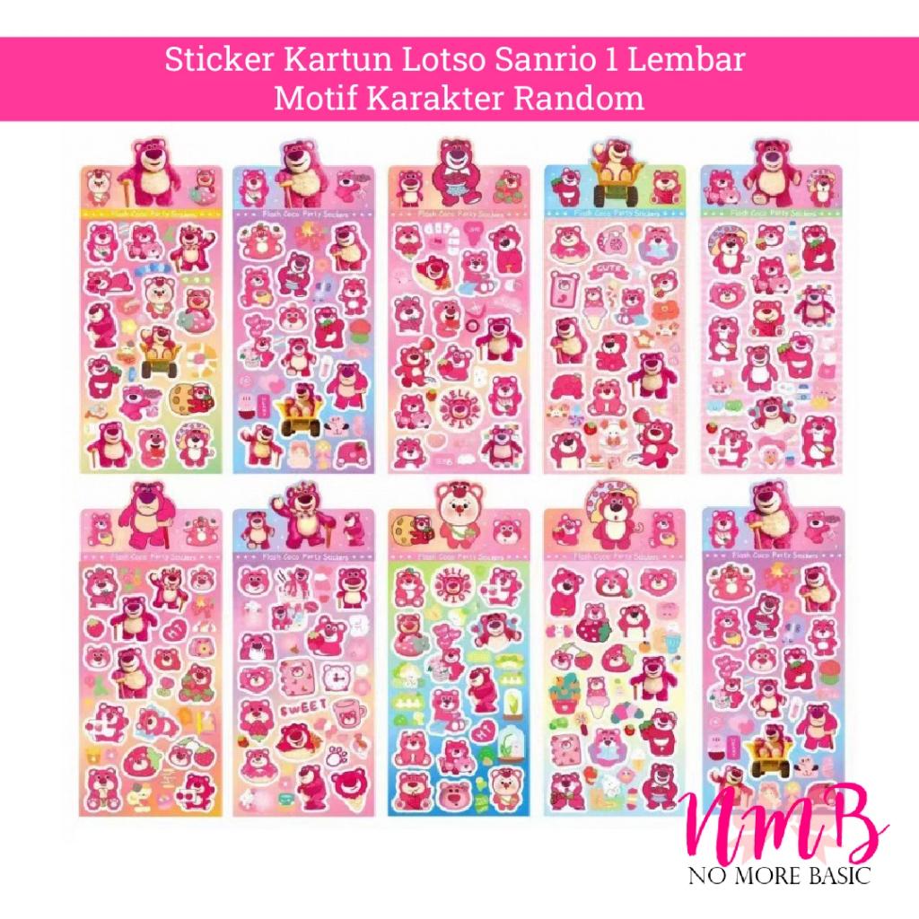 

Sticker Kartun Lotso Sanrio 1 Lembar Motif Karakter Random