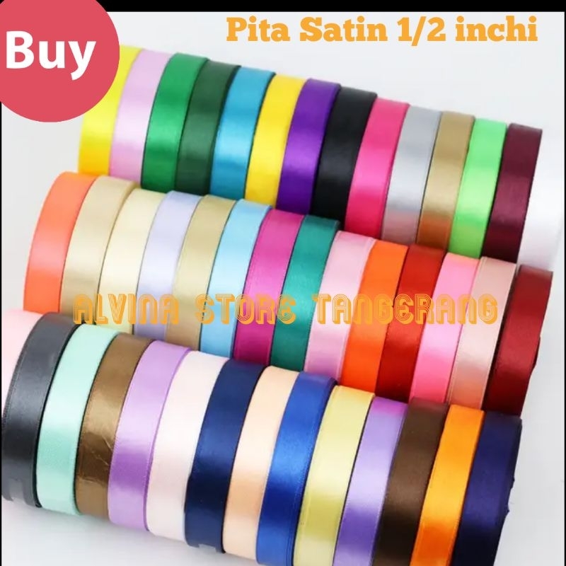

Pita Satin Ribbon 1/2 inchi Per Roll 25 Yard / Pita Satin 1.3cm Per Roll / Satin Ribbon Pita Kado Pita Buket