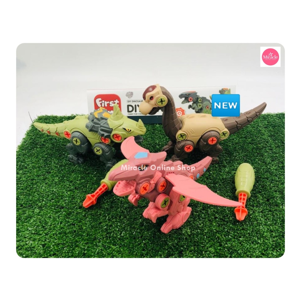 Mainan Edukasi Anak DIY dinosaurus bongkar pasang obeng/ Mainan anak robot dino bongkar pasang puzzl