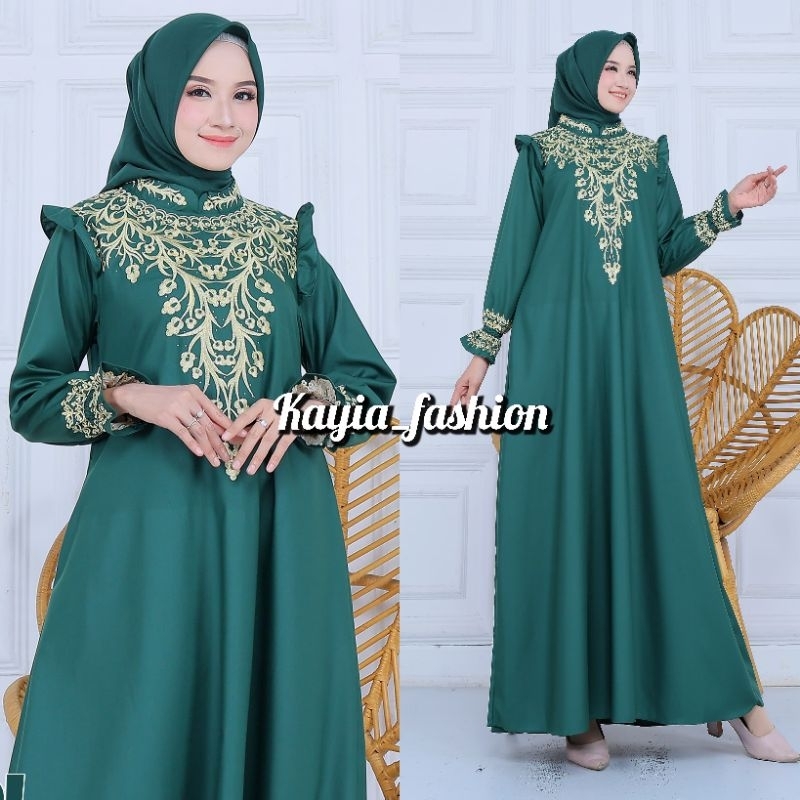 Terbaru gamis Madina Talita //hijau botol// gamis bahan toyobo //fashion wanita //dress wanita kekin