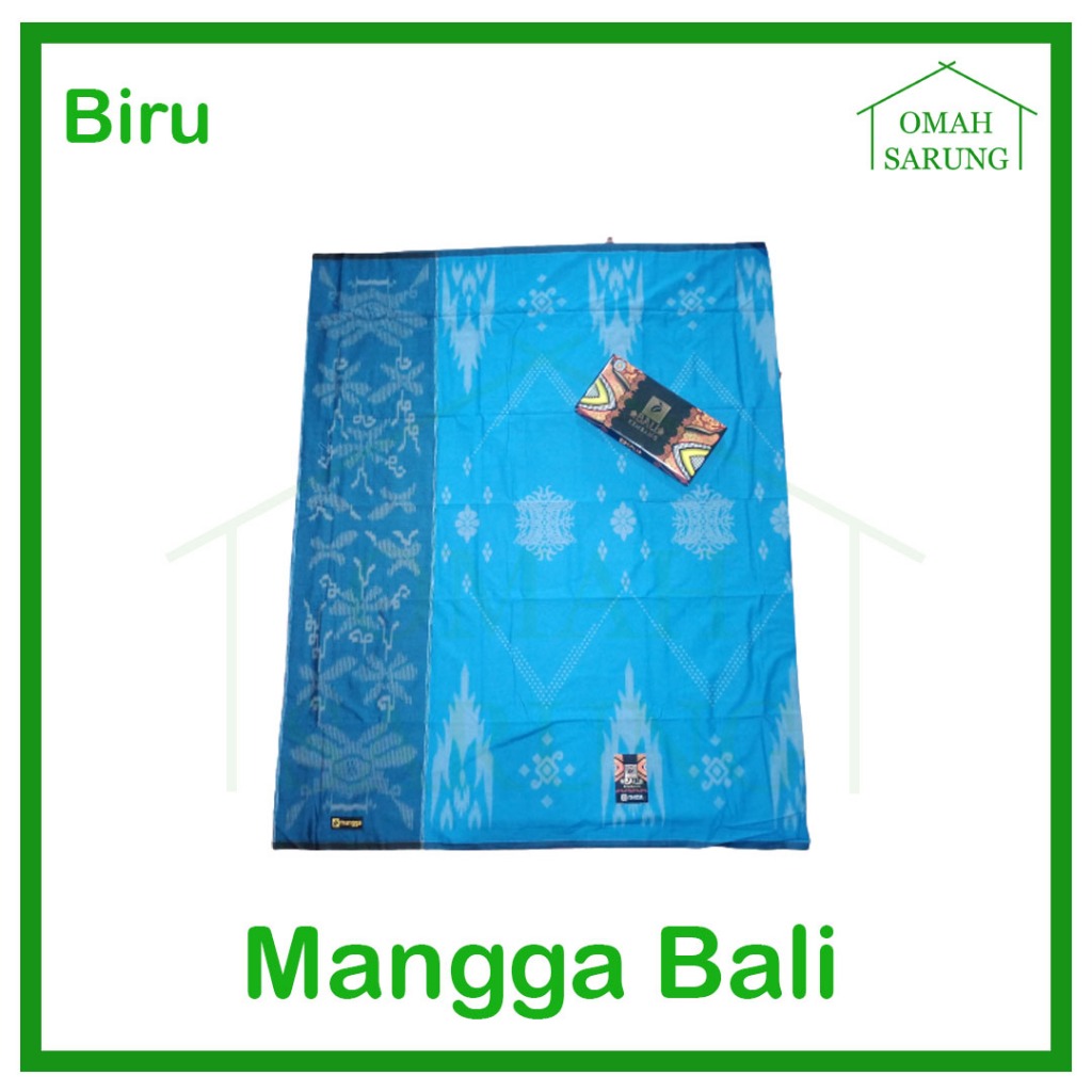 Sarung Tenun Mangga Bali Kembang Warna Biru Original Premium OMAH SARUNG