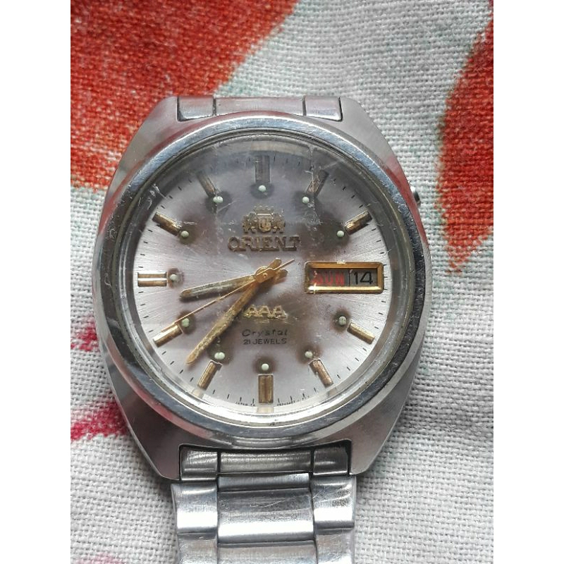 Jam Tangan Vintage Orient AAA Crystal Kaca Cutting Original