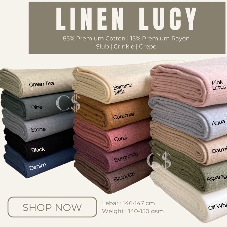 Disc trxP5b5A KAIN LINEN LUCY SLUB CREPE CRINKLE COTTON RAYON PREMIUM GRADE A ECERAN YARD  ROLL