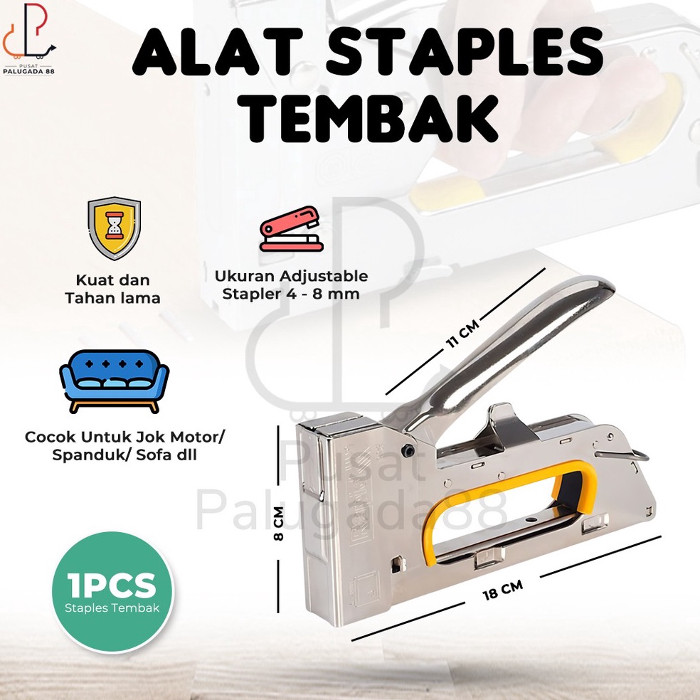 

Splash Alat Staples Tembak Stapler Tembak Guntacker Kayu Jok Kulit Motor KUAT Steples Stepler Hekter 3in1 4 6 8 mm
