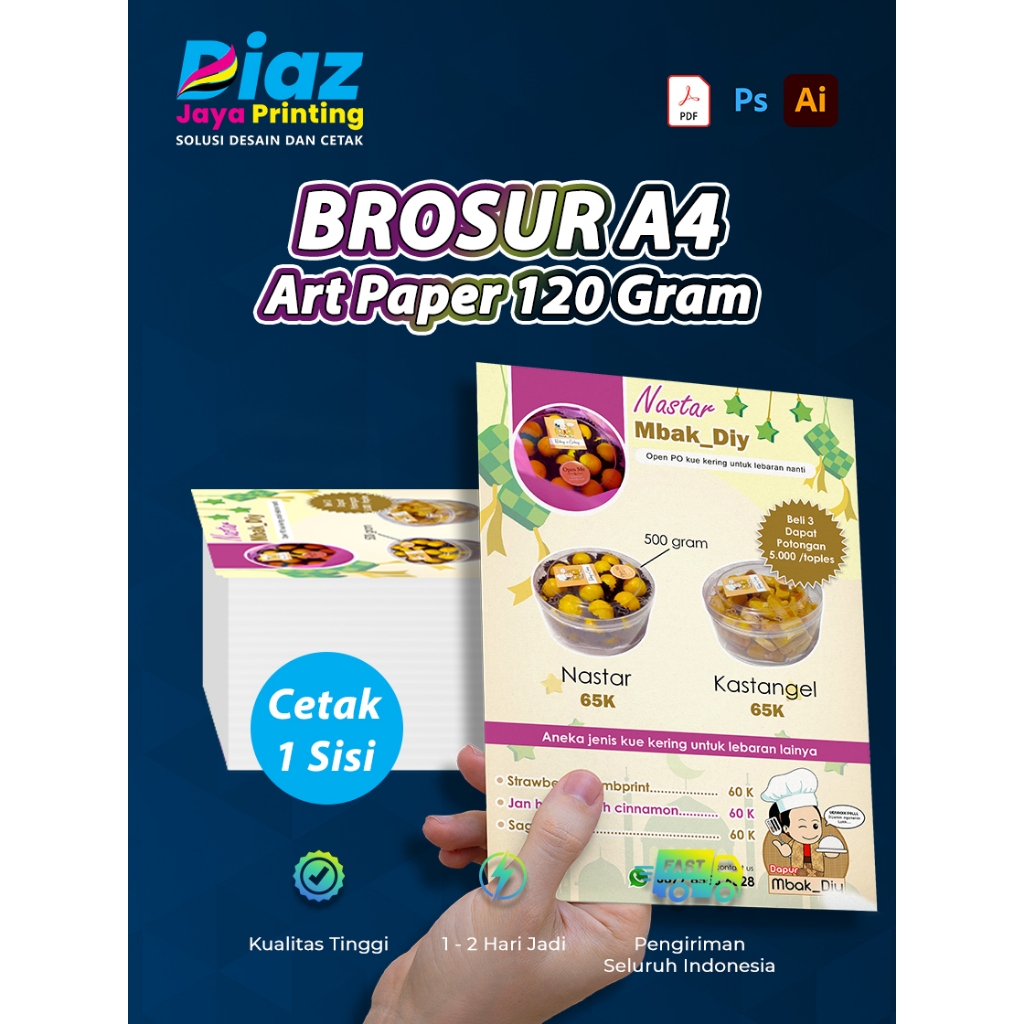 

Cetak Brosur A4 1 Sisi (Grosir Bisa Satuan) Kertas Art Paper 120 gsm