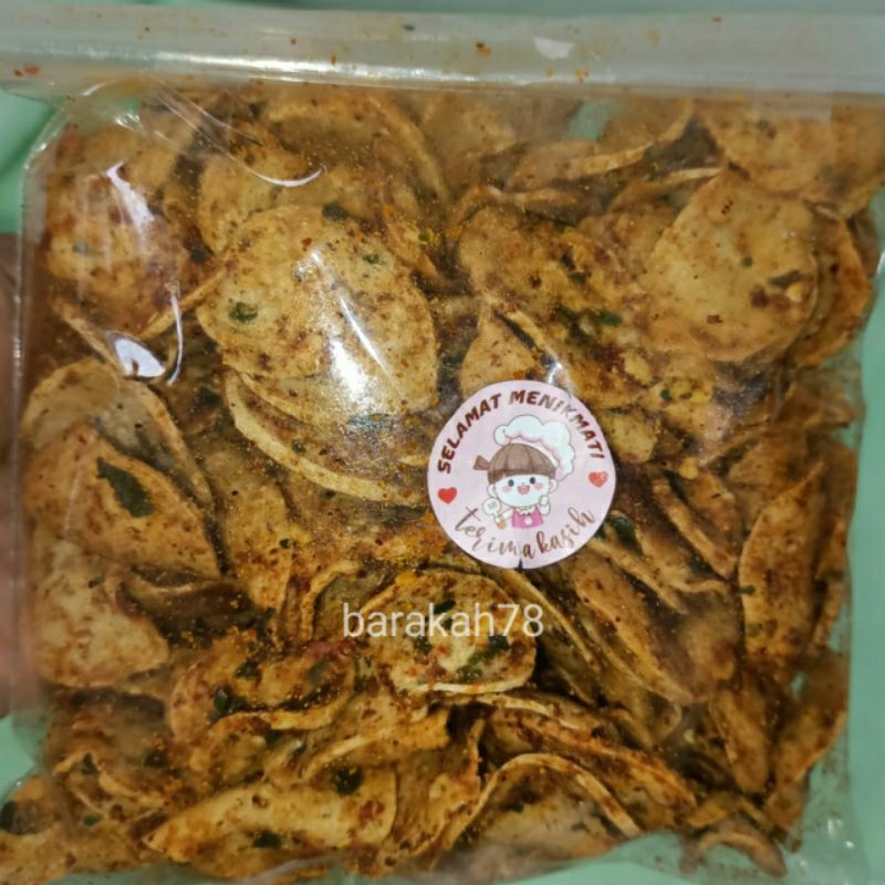 

Basreng Bulat pedas Daun Jeruk 250gr / Basreng Koin Irisan Tipis