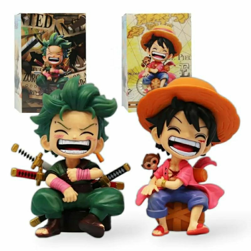 Action Figure One Piece  Luffy Happy Face duduk