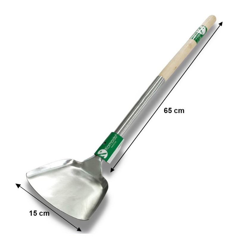 SODET STAINLESS JUMBO ORIGINAL KOMODO GAGANG KAYU 65cm / spatula sodet jumbo kuali besar gagang kayu