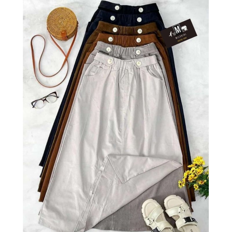 Rok Corduroy Vintage Rok Wanita Panjang Terbaru Kekinan Terlaris