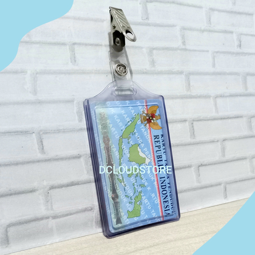 

Name Tag ID Card Holder + Gantungan Jepitan Saku Kantong Nametag Nama