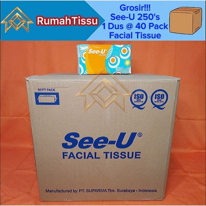[1 Dus @ 40 Pack] Tisu See-U Classic 250 Sheets 2 Ply Facial Tissue Murah Grosir