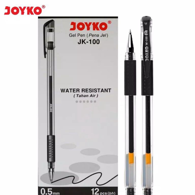 

NEW 12pc Gel Pen Pulpen Pena Joyko JK1 Black 5 mmpen Joyko