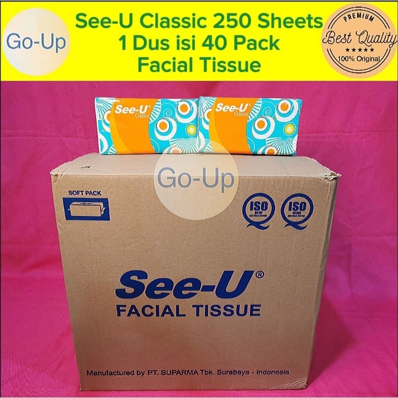 [1 Dus isi 40 Pack] Tisu See-U Classic 250 Sheets 2 Ply Facial Tissue Murah Grosir