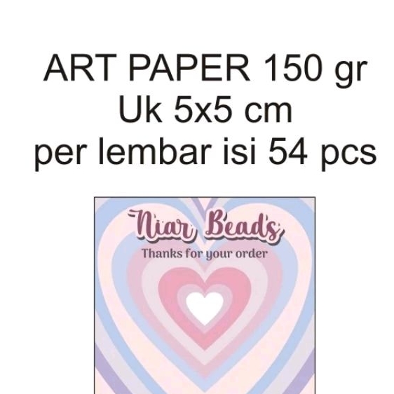 

isi 54 pcs Label Hang Tag untuk accesories Custom design, FreeDesign