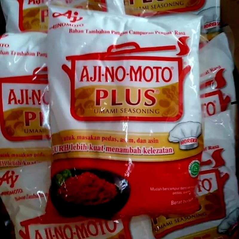 

AJI-NO-MOTO PLUS. Penyedap Rasa MSG halus micin 4X lebih kuat. Vetsin mecin Ajinomoto Plus. 1000g / 1kg