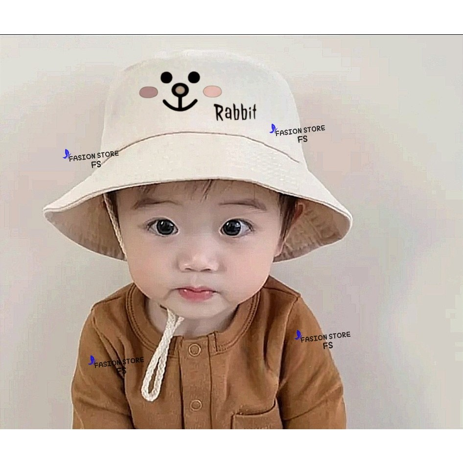 topi pria store-topi bucket anak motif rabbit dan bear lucu imut topi ember anak unisex 1-7 tahun