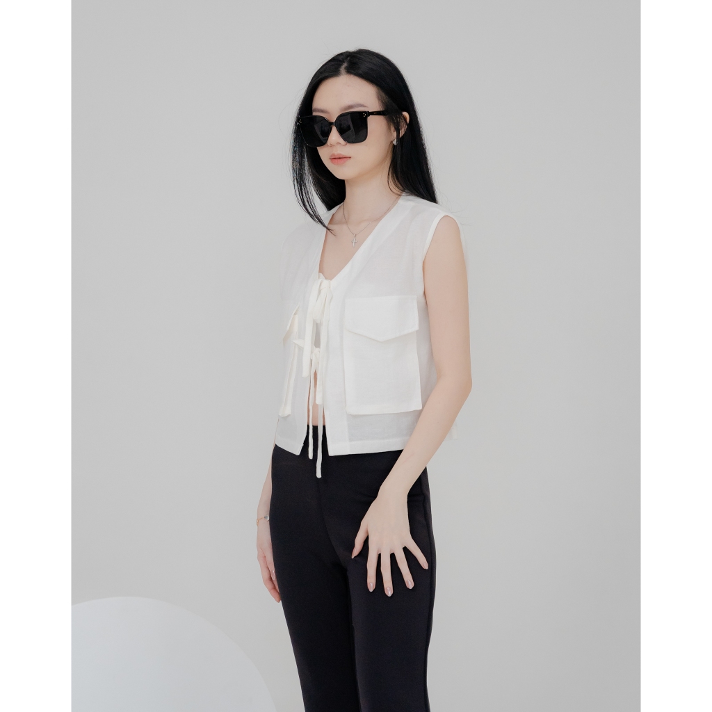 MARLO Linen Vest | Vest Rompi Wanita