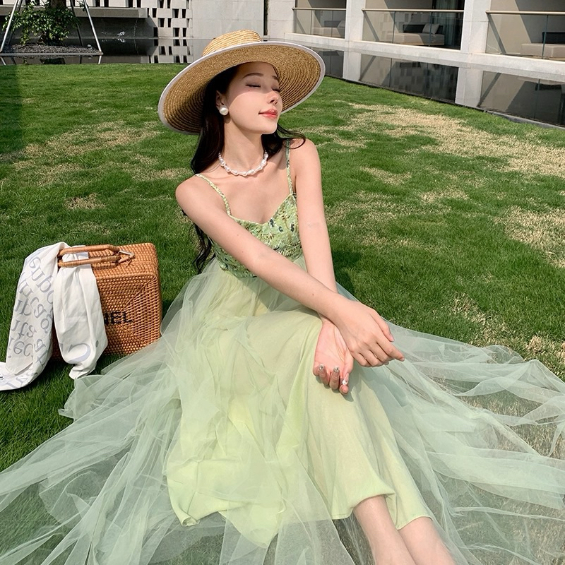 Dress wanita korea hijau muda santai