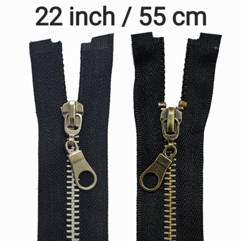 Resleting Jaket Gigi Besi ATG/Nikel 22 inch/55 cm @5 Lusin Ritsleting Gigi Aluminium Metal