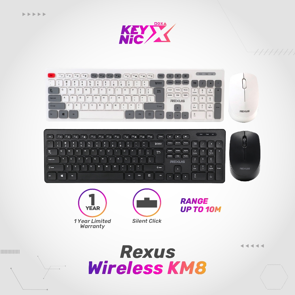 Rexus Keyboard Mouse Wireless 2 in 1 KM8 Combo New Edition Garansi Resmi KEYNIC