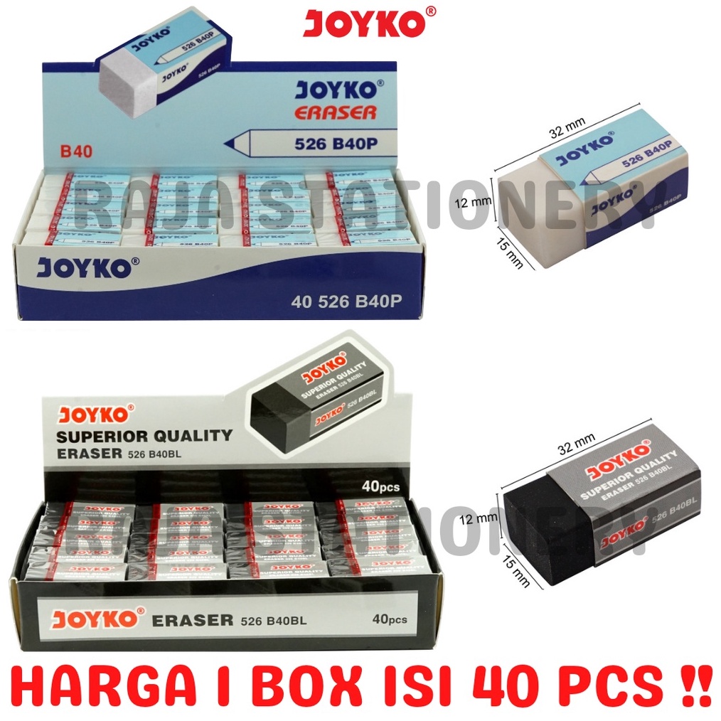 

ART O98Z JOYKO ERASER PENGHAPUS JOYKO KECIL PUTIH HITAM ANAK DUST FREE 526 B4P B4BL BERSIH 1 BOX 4PCS