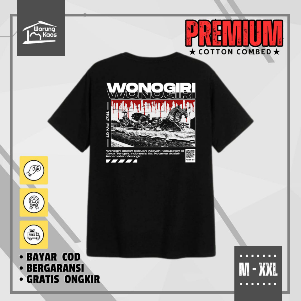 Kaos Wonogiri Distro Daerah Jawa Tengah Kaos Sablon Pria Cotton Combed Premium Warungkaosasli