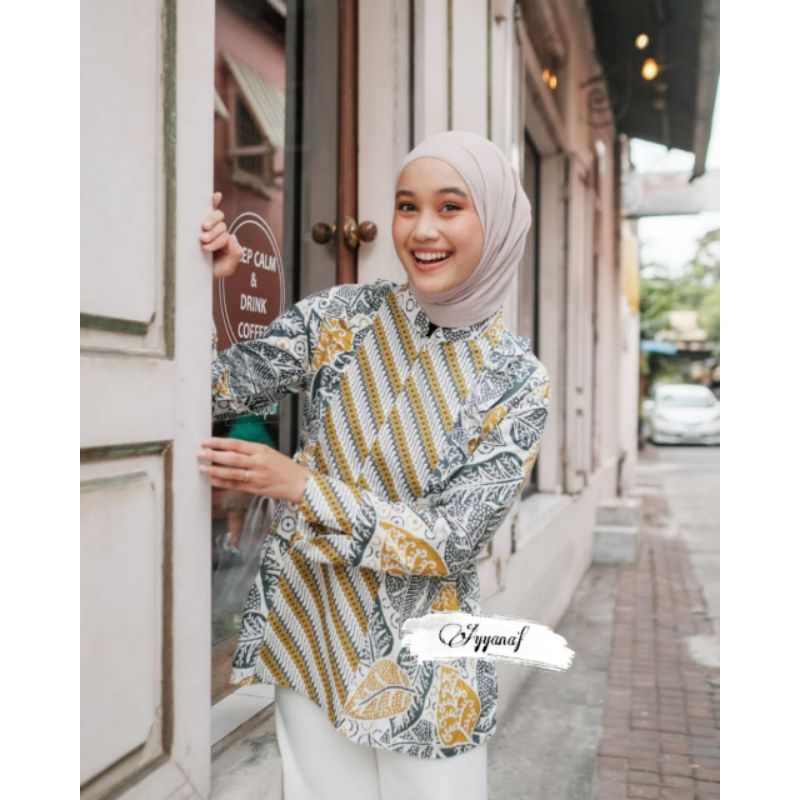 Lora blouse batik kerja kantor wanita cantik batik modern batik terkini batik seragam batik murah ba