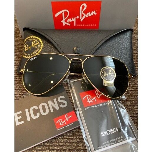 Kacamata Rayban Aviator RB3025 Gold Black Original