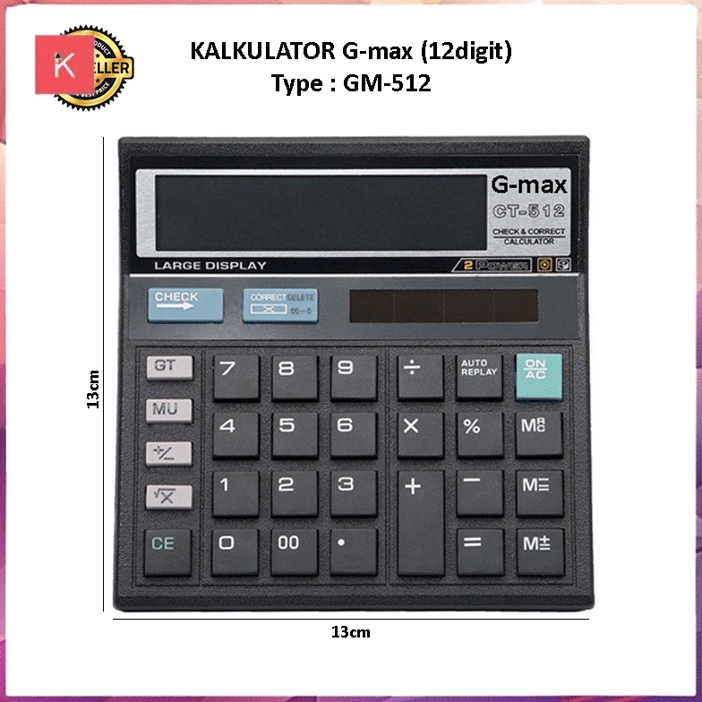 

ART A44A ANG KALKULATOR Gmax GM512 12Digit ANGKA CALCULATOR DIGITAL