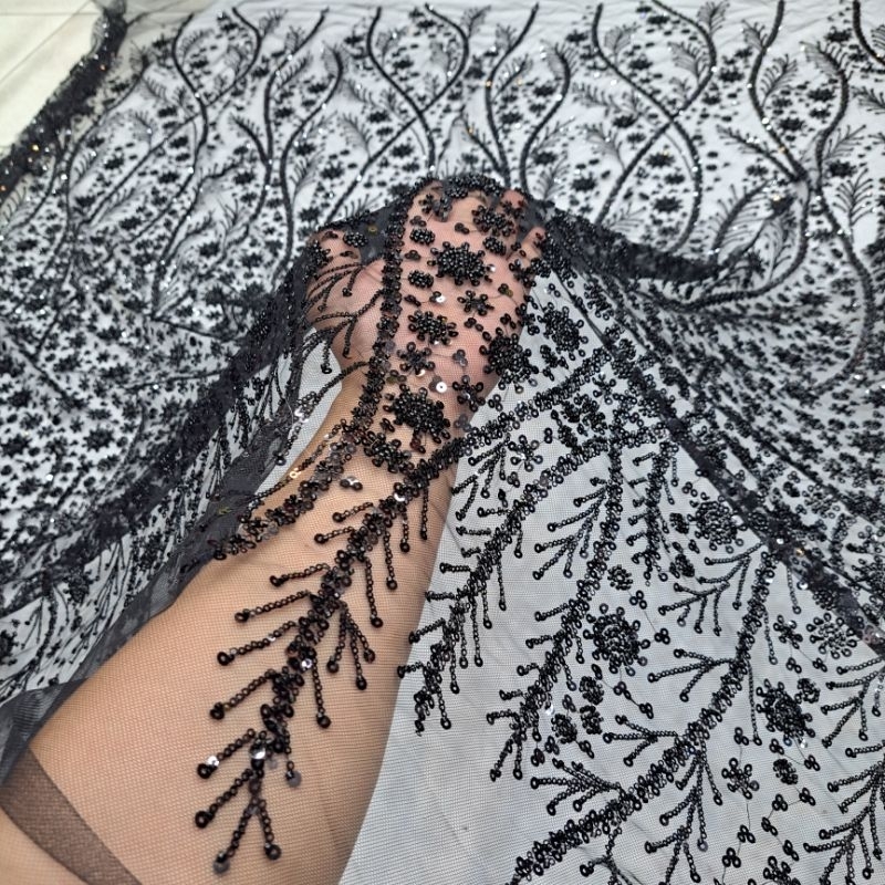 (COD) bakala kebaya pengantin mewah/tulle korea full payet jepang terbaru/kain brokat berpayet mewah