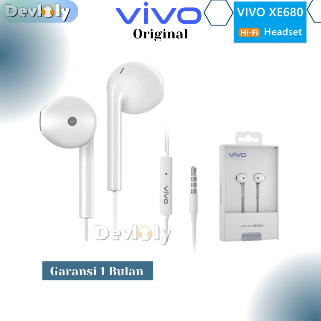 VIVO HEADSET XE680 ORIGINAL SUPPORT SEMUA VIVO Hi-Fi Earphone XE680