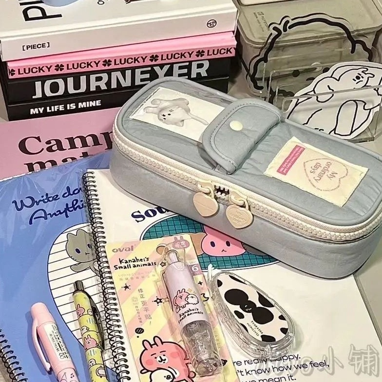 

ART Q28J Baca Deskripsi Pencil case tempat pensil retro heart zipper large capacity stationery cosmetic pouch