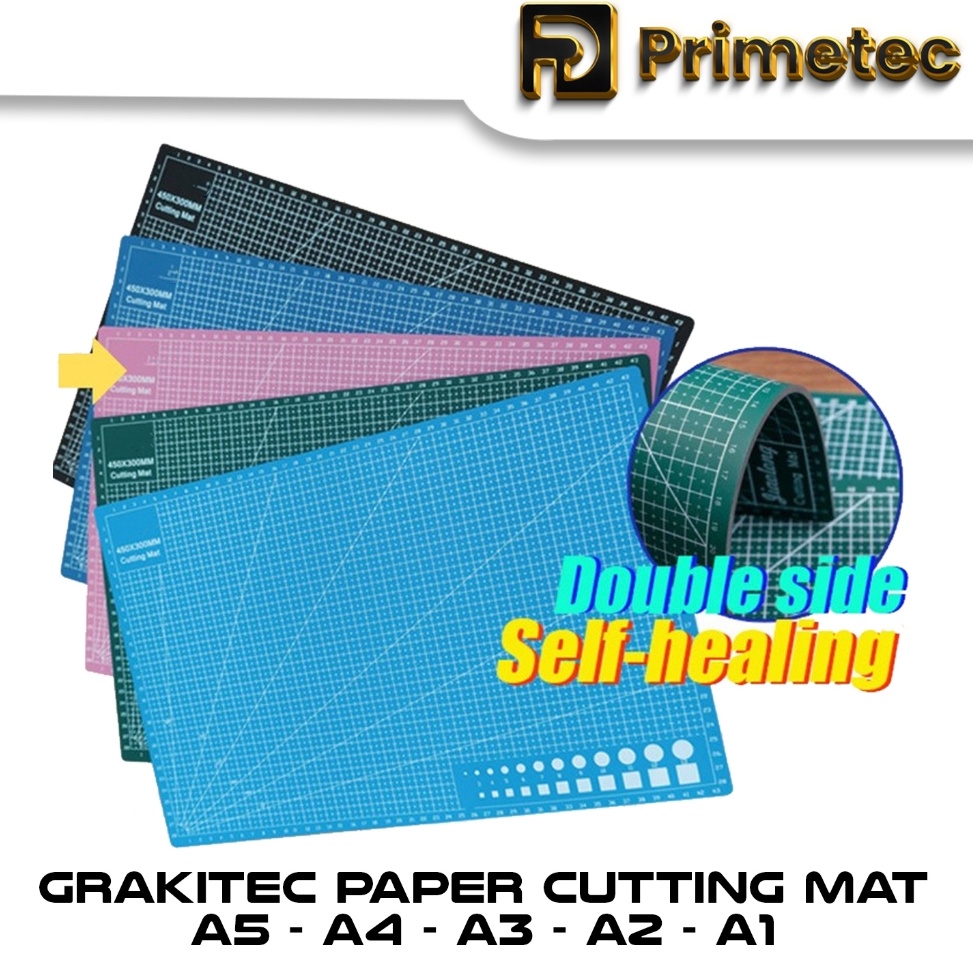 

ART J1G Alas Potong Kertas Cutting Mat A2 A1 Bahan PVC DoubleSide Self Healing untuk potong kertas Primetec