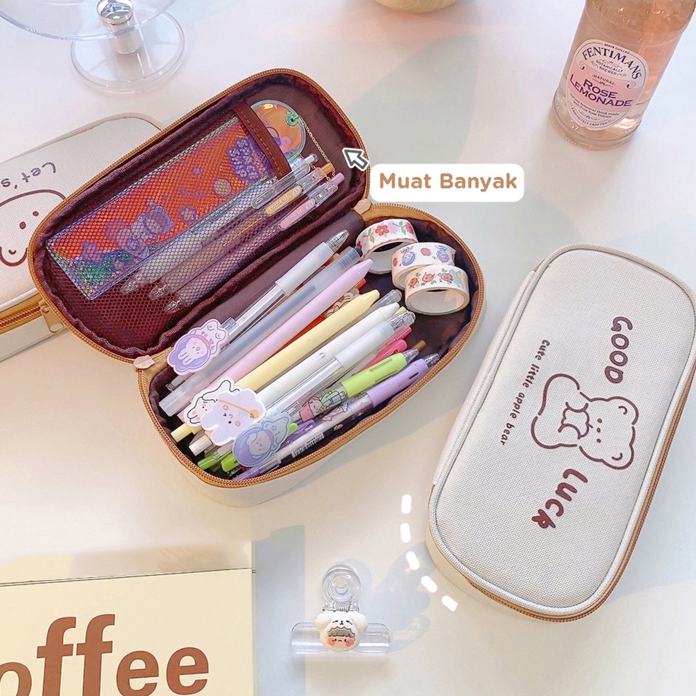 

ART E98S Mismi Annette Pencil Case Kotak Pensil Cute Bear Sekolah Perempuan Trendy K1A