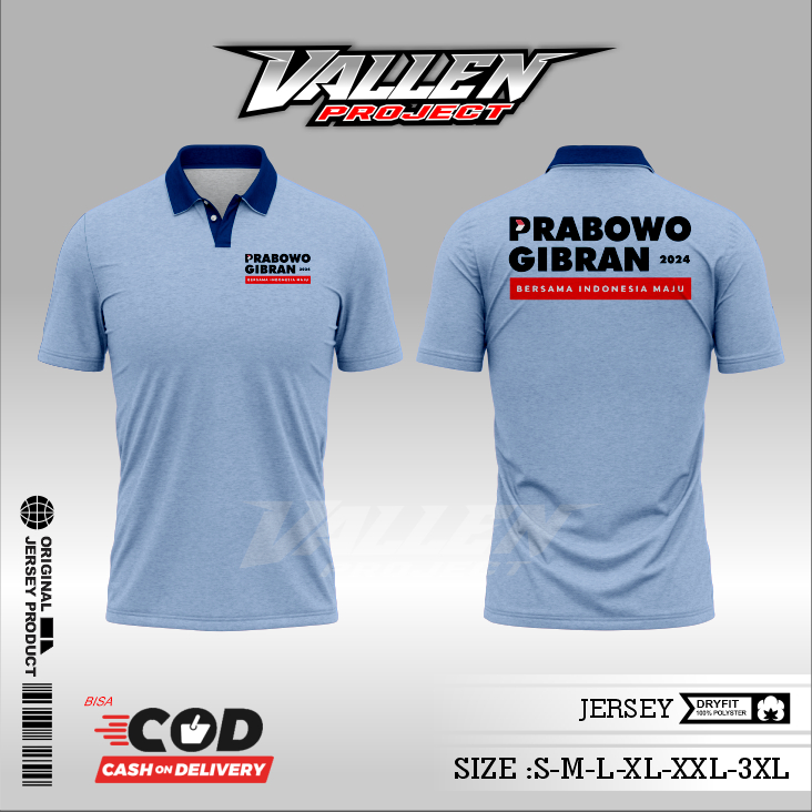 JERSEY KAOS BAJU WANGKY KERAH RELAWAN PRABOWO GIBRAN CAPRES DAN CAWAPRES 02 PEMILU 2024 / JERSEY GEM