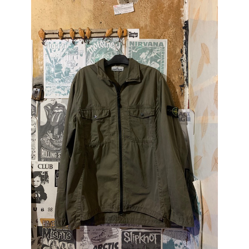 overshirt green army stone island