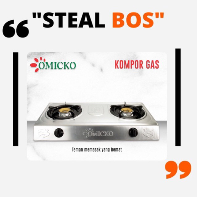 OMICKO kompor 2 tungku omicko/kompor 2 tungku omicko stainless