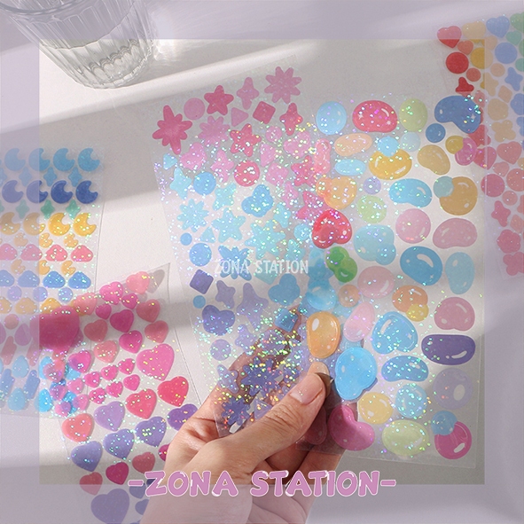 

[ZS] 1 Lembar / Sticker Pita Hologram Aesthetic lucu Decoration Scrapbook