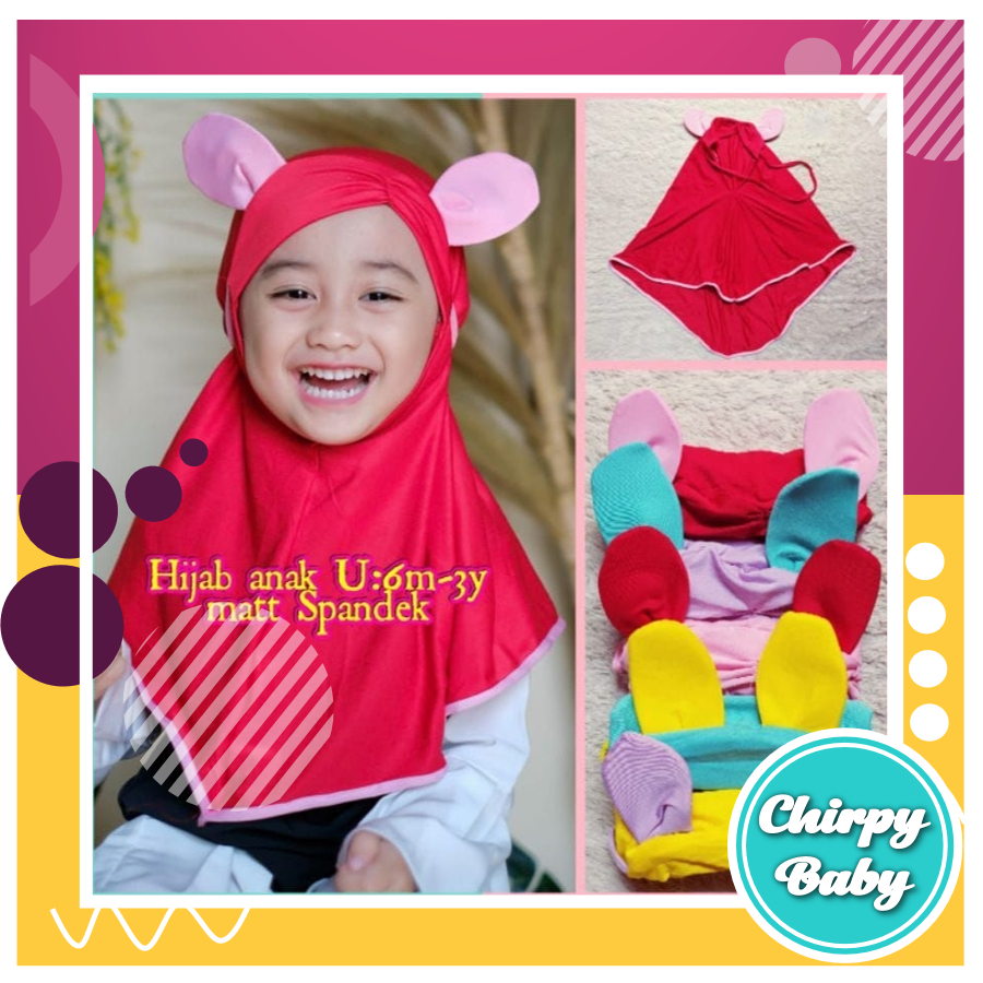 Jilbab anak model telinga kelinci / hijab anak muslimah cilik hiasan telinga kelinci