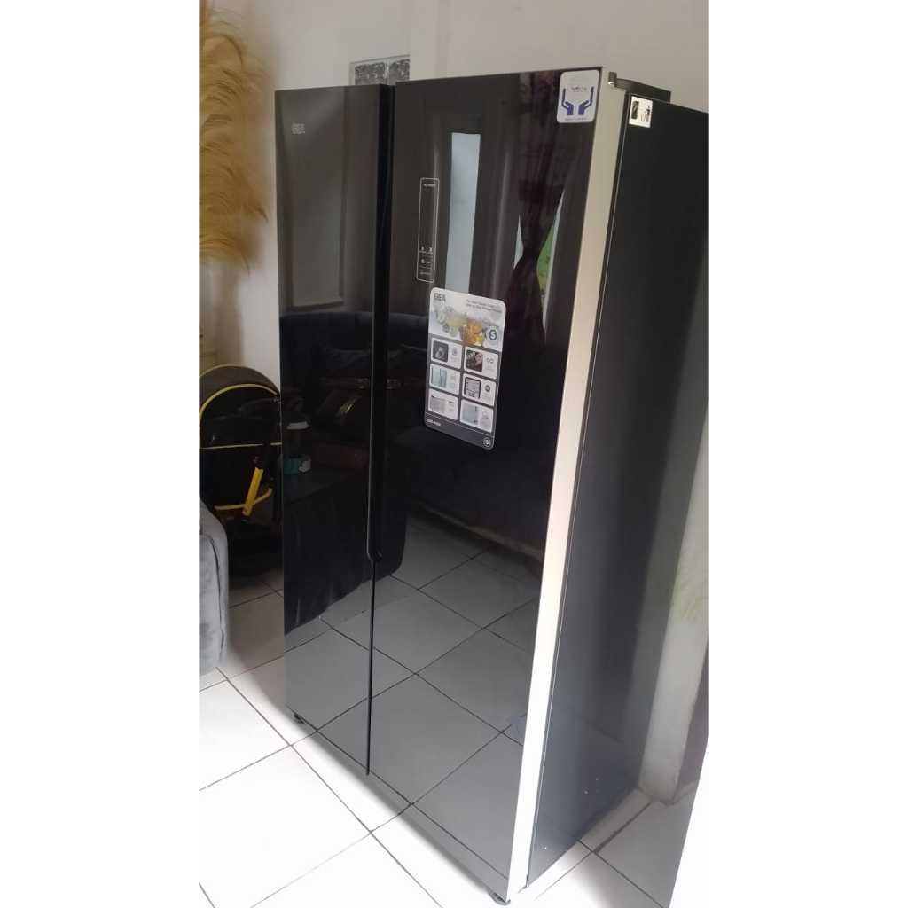 KULKAS GEA SIDE BY SIDE G2D 472 BLACK G2D-472 G2D472 KHUSUS BOGOR KURIR TOKO