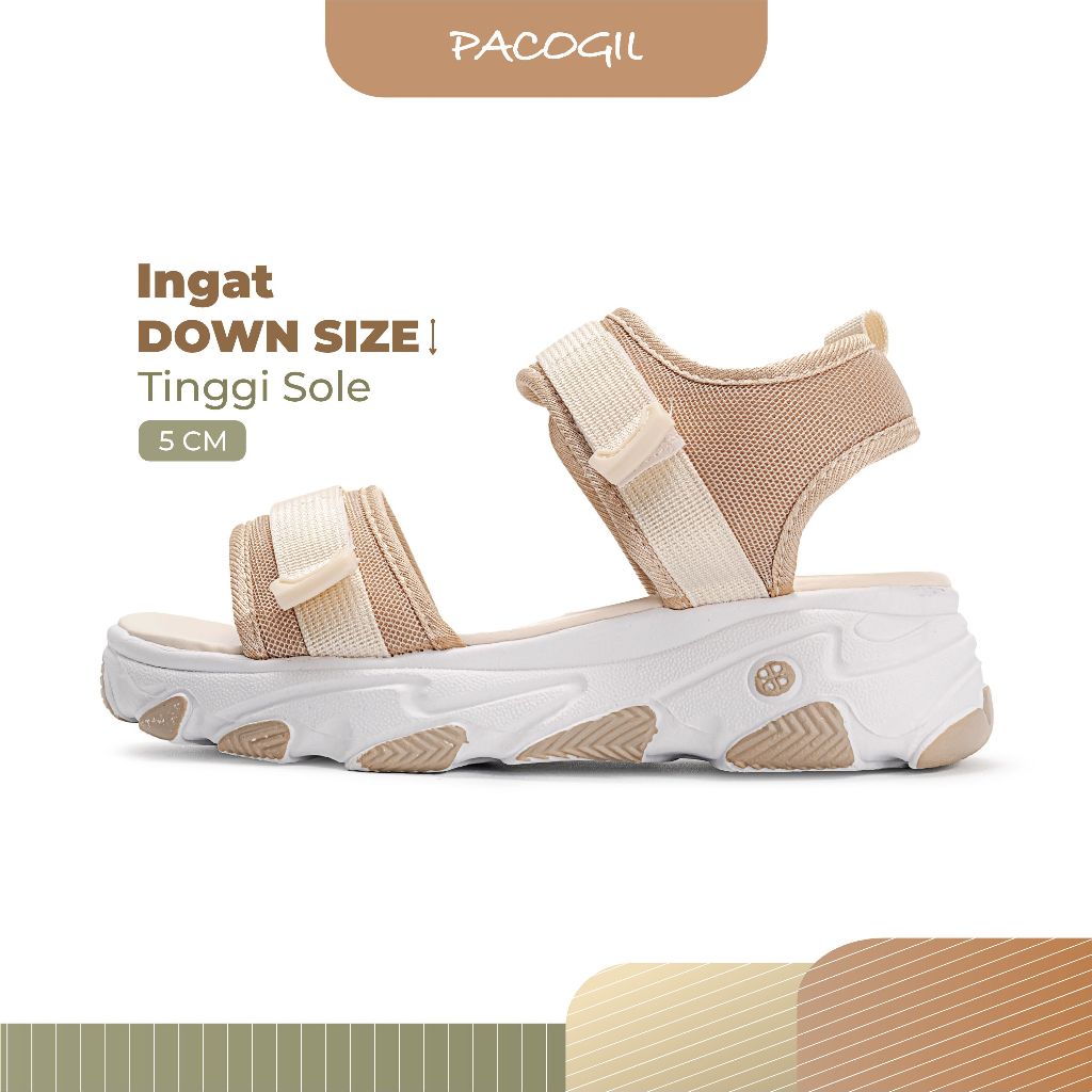 PACOGIL Elana Sandal Platform Tinggi Cream Fashion Wanita SA12